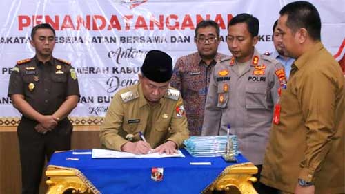 Pemkab Lampung Utara Tandatangani Kerja Sama 12 Instansi Vertikal dan BUMN terkait pembentukan Mall Pelayanan Publik