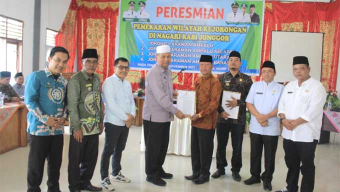 Bupati Pasaman Barat, Hamsuardi resmikan pemekaran wilayah Nagari Rabi Jonggor