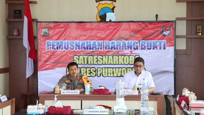 Polres Purworejo Musnahkan Barang Bukti Kasus Narkoba