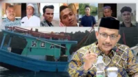 Anggota DPD RI, Sudirman (Haji Uma. Inset, Tujuh Nelayan Aceh Timur yang ditangkap pihak Myanmar