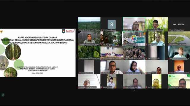 rapat-perkuat-perhutanan-sosial Direktorat Jenderal Bina Pembangunan Daerah Kemendagri menggelar Rapat Koordinasi Pusat dan Daerah dalam rangka memperkuat peran Perhutanan Sosial secara daring